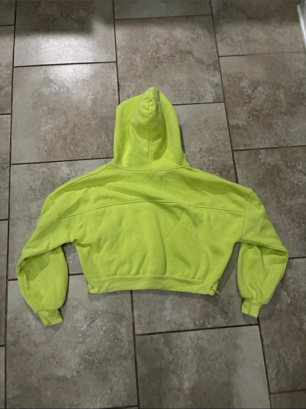 Neon Lime Cropped Half-Zip Hoodie - Picture 4 of 8